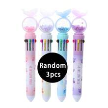 1/2/3/4pcs Random 10 Colors Butterfly Glitter Ballpoint Pens, Suitable For Office, School, Back To School Essential - 10-color Butterfly Ballpoint Pen - View 10