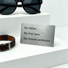 1PC My Father My Guiding Light Engraved Metal Wallet Card Stainless Steel Inspirational Keepsake Insert Card Father's Day Gift For Dad From Daughter Son - Single Piece - View 6