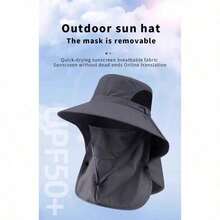 1 Spring And Summer Bucket Hat, Outdoor Mountaineering And Fishing Face And Neck Protection Integrated Sun Protection Hat, Sun Hat, Removable Face Shield, Full Sun Protection Hat, Suitable For Fishing, Hiking, Outdoor, Breathable Wide Brim, Suitable For Outdoor Sun Work - 卡其色 - 查看 3