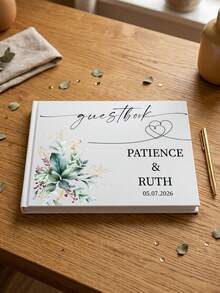1pc Customized Wedding Guest Book With Watercolor Floral Design, Can Customize Couple's Names And Date, Unique Wedding Memorabilia, Suitable As Wedding Gift - Multicolor - View 15
