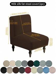 1pc Striped/Silver Fox Velvet/Milk Silk Pouf Cover, Minimalist Solid Color Stretch Stain-Resistant Dustproof Full Wrap Sofa Slipcover, Suitable For Daily Use In Internet Cafe, Living Room, Bedroom - Multicolor - View 23