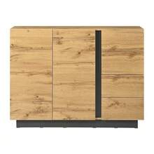 Chest Of Drawers, Sideboard; With Four Drawers And Two Doors; Suitable For Living Room And Kitchen; Black And Natural Tones, Dimensions: W120 X D35.5 X H90.5 Cm - Camel - View 8