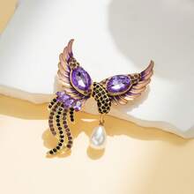 1pc Luxury Enamel Hummingbird Pearl Rhinestone Brooch, Gold-Plated Purple Cubic Zirconia Hummingbird Lapel Pin, Elegant Natural Style Accessory, Exquisite Gift For Her - Hummingbird - View 7
