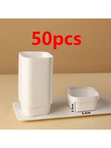 50 chiếc cốc giấy vuông dùng một lần, dày dặn, chịu nhiệt, dung tích 5.07oz (khoảng 147g) dùng để nướng bánh. - Xem 12