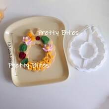 花环形状饼干模具 3D DIY 烘焙切割模具 塑料可压翻糖饼干切割器 印章压花器 - 白色 - 查看 8