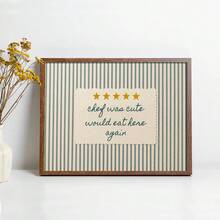 1pc Framed/Unframed Chef Was Cute Would Eat Here Again Funny Quote Canvas Poster Blue Striped Cottage Kitchen Wall Art Print Minimalist Dining Room Decor Vintage Painting For Apartment,Living Room,Modern Home Decoration - A - View 4