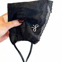 Lace Sunscreen Mask For Women, Thin, Breathable, High Aesthetic Value, Washable, Fashionable, Sweet, With Bow, Face Protection - Grey - View 7