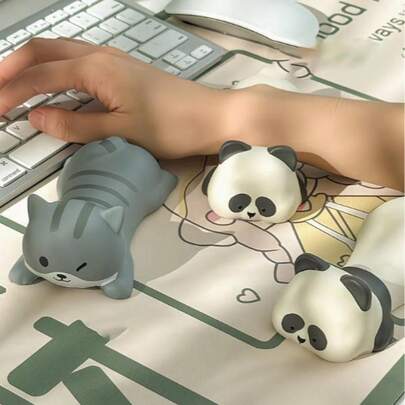Cute Cartoon Office Desk Mat With Wrist Rest Support And Pressure Relief Mouse Pad, Designed To Protect Wrists