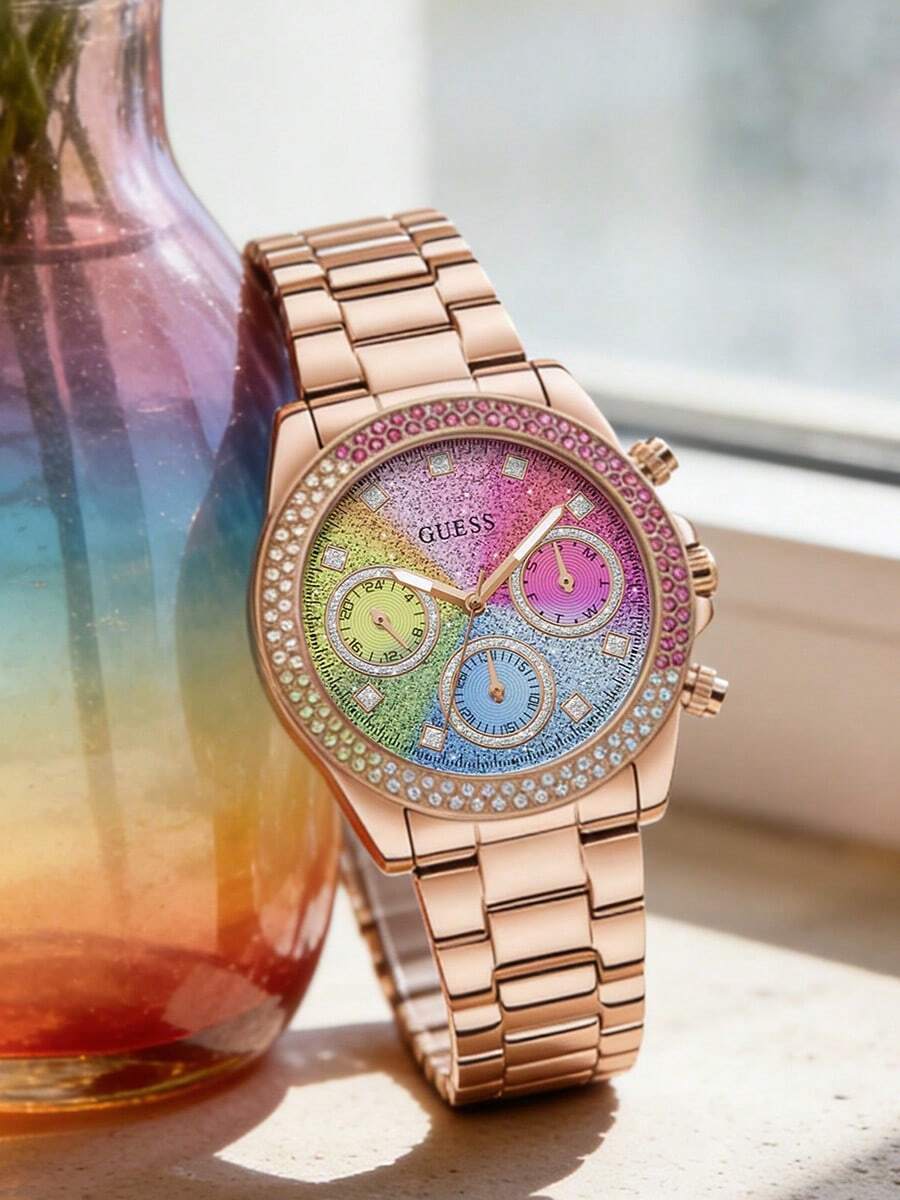 GUESS GW0483L3 Rose Gold Tone Sunray Dial Watch - Gold - View 1