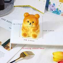 1 pieza Modelo de pan realista, suave y de lenta recuperación, accesorio húmedo para fotografía, decoración y exhibición de panadería - Pan de oso pensante - Ver 5