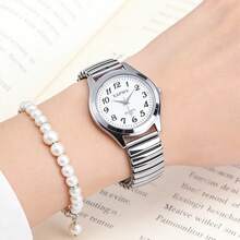 XAPWV Minimalist Versatile Round Quartz Couple Watch, Elastic Strap, Arabic Numeral Dial, Suitable For Daily Commute And Gift Giving - Multicolor - View 10