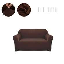 Funda de sofá de alta elasticidad en colores sólidos lavable a maquina facil de instalar suave al tacto y resistente a la suciedad adecuada para salas de estar dormitorios oficinas y otros espacios especialmente ideal para lugares con mascotas como gatos y perros disponible en varios tamaños - Café integral - Ver 13