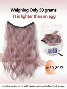 20 Inch Ombre Synthetic Hair Topper, Fluffy Wavy Clip-In Invisible Highlight Hair Piece (Red And Gray) - Thin Rattan Color - View 3