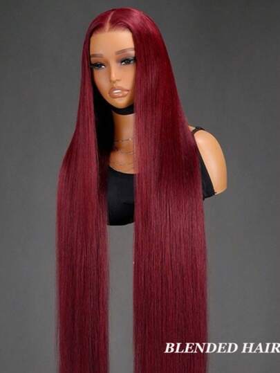 13x4 HD Lace Front Wig Upgrade Human Frontal Hair For Straight HD Lace Frontal Wigs Pre Plucked With Baby Hair Blended Hair Wigs For White Women 28 Inch Long Fashion Burgundy 99j Wig