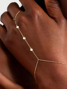 Yanxyad 1/3件套镀金手链，女士叠戴手链套装，可调节，精致戒指手链 - 金色 - 查看 3