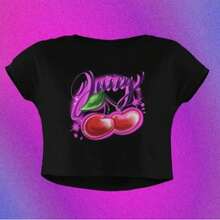 Crop Top Y2K Style Fashion Womens Crop Top Urban Street Style 2000s Airbrush Tee - 黑色 - 查看 1