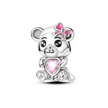 925 Sterling Silver Pink Series Charms Bow Tie Girl Cake Princess Beads Pendant Setting Bracelet Jewelry Gift For Women 3Q3Y - KTC1306 - 查看 12