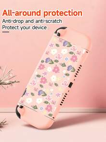 Cute Pink Floral Pattern Compatible Accessories Set For Switch2 (2025)/Switch NS/Switch OLED, Including Protective Case/Storage Bag, TPU Soft Shell, Stylish And Practical, Portable Stand, Portable Travel, Anti-Fall, Anti-Scratch, Anti-Fouling, Fashionable Romantic Gift - Multicolor - View 3