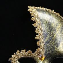 1件复古金银水钻半脸面具，威尼斯派对万圣节面具，适合夏季装扮 - A - 查看 3