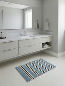 1pc Minimalist Bathroom Rug, Multi-Functional Vertical Striped Home Bedroom Mat, Faux Cashmere Bathroom Mat, Door Mat, Kitchen Floor Mat - A - View 5