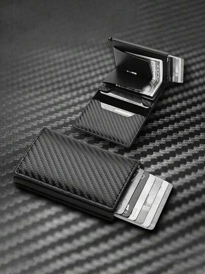 Men's Credit Card Holder, Travel Essential ID Card Case, Pop-Up Card Box, Aluminum Card Wallet, Compact Bifold Wallet, Unisex, Ideal Gift