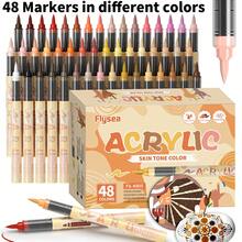 New 12/24/36/48/60 Pcs Set Vibrant Acrylic Marker Pens, Professional Free-Flowing Ink System With Excellent Color Coverage On Black Paper, Soft Brush Tip For Smooth Writing And Coloring, Boxed With Fabric Storage Bag For Easy Carrying And Organization - Marker Pen (set) - View 11