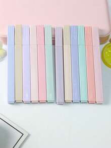 6/12pcs Morandi Aesthetic Square Fluorescent Pens, Soft Angled Tip Highlighters, Pastel Fluorescent Markers, Non-Bleeding, Quick Drying, Suitable For Diary, Notes, Student Stationery - Multicolor - View 7