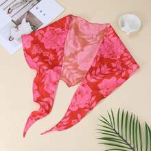 1 chiếc khăn choàng/khăn quàng cổ/khăn sarong bằng polyester in họa tiết nhiệt đới, kiểu dáng giản dị, đa năng cho kỳ nghỉ. - Nhiều màu - Xem 4