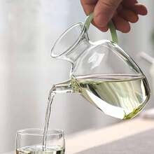 300毫升高硼硅玻璃茶壶套装，耐热家用茶具，微波炉适用茶壶，带滤网和茶盘 - 彩色 - 查看 4