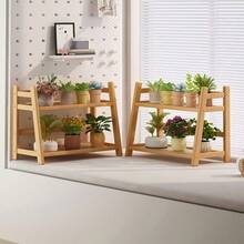 2-Tier Bamboo Freestanding Storage Shelf, Desktop Organizer, Desk Storage Rack, Kitchen Spice Rack, Doll Display Stand, Coffee Organizer, Cup Holder, Plant Pot Stand, Kitchen Storage Rack, Dorm Cosmetics Organizer. Bedroom, Dormitory And Office Desk. - View 4