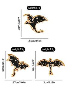 1/3pcs Designer Dragon Brooch, Black & Gold Color Scheme, Exquisite Texture, Cute Badge, Versatile Commute Coat/Jacket Decoration Accessory, Perfect Gift - Black - View 4