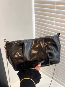Women's Metallic Silver Ruched Cloud Bag, Mini Chain Crossbody & Shoulder Bag, Evening Clutch Purse For Party Date - Multicolor - View 7