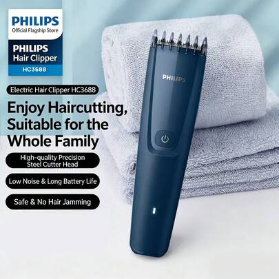 PHILIPS 家用充電式電動理髮器，高品質精鋼刀頭，不卡頭髮，七檔隨心調節，低噪音長續航，成人、老人通用