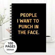 1pc A5 Size Spiral Notebook, 50 Sheets (100 Pages), 8mm Ruled Lines, Dual Wire Binding, 180° Lay-Flat Design, Smooth Writing. Featuring Humorous Venting, Stress Relief, And Workplace Resonance, Suitable For Office, Campus, And Daily Use. A Perfect Gift For Family And Friends On Occasions Like Easter, Halloween, Mother's Day, Christmas, And More. - Black Notebook - View 6