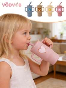 210毫升婴儿硅胶吸管杯,防漏防摔,幼儿饮水训练杯,配有可爱图案吸管,可拆卸易清洗,推荐作为圣诞节和新年礼物 - 彩色 - 查看 3