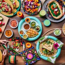 D120 Pcs Mexican Themed Fiesta Party Plies Serves 60 7" Mandala Scalloped Dert Plates And 13" Floral Napkins Mexican Tableware For Cinco De Mayo Taco Party And Birthday - đầy màu sắc - Xem 6