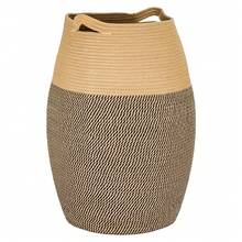 105L Extra Large Cotton Rope Laundry Hamper, Foldable Storage Basket For Laundry - Black Mix Jute - View 3