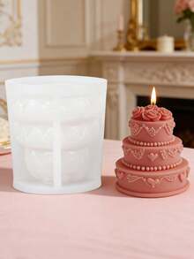 1个可爱蛋糕造型硅胶蜡烛模具 - 白色 - 查看 7