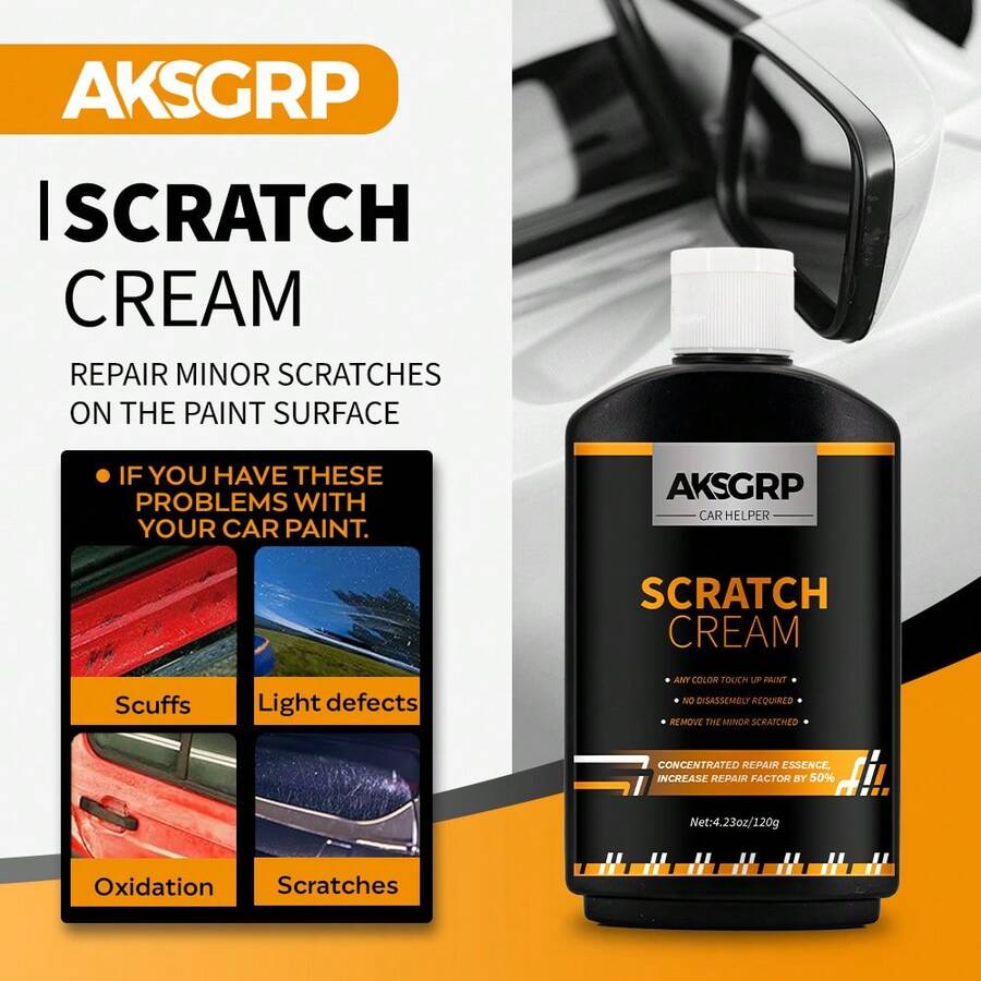 120克汽车划痕修复膏，油漆划痕去除抛光膏，表面划痕和裂纹修复剂，适用于家具和钢琴漆表面。