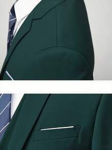 Men's 3-Piece Suit Set (Jacket + Vest + Trousers) - Formal Attire Ideal For Business Meetings And Sophisticated Gatherings; Perfect For Grooms And Groomsmen. - Màu xanh lá cây đậm - Xem 9