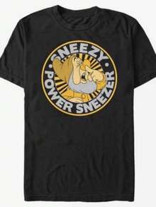 Sneezy Round T-Shirt, Loose Fit Retro T-Shirt - Back - View 7