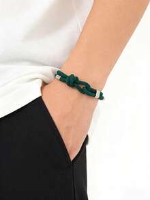 1pc Men's Nylon Rope Bracelet, Retro Minimalist Style, Adjustable Knot, Suitable For Daily Wear, Gift For Boyfriend - Infinite Knot Bracelet - View 3