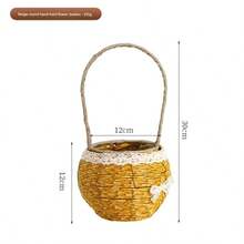 1个仿藤手提花篮，手工编织仿藤，花店客厅装饰品，拍照背景，乡村风格花篮 - 查看 8