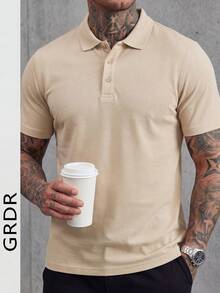 GRDR 1pc Men's Business POLO Shirt - Workwear Outfit - Apricot - View 4