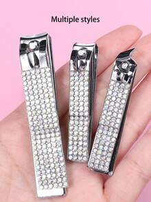 3-Piece Luxury Rhinestone Decor Nail Clipper Set Stainless Steel Sharp Fingernail & Toenail Clippers Manicure Tool Perfect Gift For Men Women Nail Supplies Nail Art Tools For Press On Nails Back To School - Nhiều màu - Xem 3