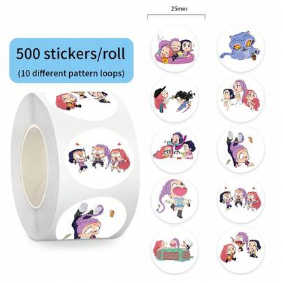 Cuộn 500 miếng dán hoạt hình K-Pop, hình dán nhân vật thần tượng dễ thương bằng vinyl, hình dán chống thấm nước, thích hợp dán lên laptop, bình nước, ốp điện thoại, đồ lưu niệm dành cho fan K-Pop.