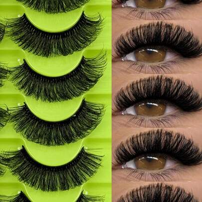7 Pairs Classic Russian Eyelash Extensions Cat Eye Faux Mink Natural Looking D Curl Fluffy False Eyelashes Natural Thick Fluffy Curl Dramatic Eyelashes 8D Volume Long Lasting Thick Strip Lashes Lengthen And Enlarge Eyes Reusable