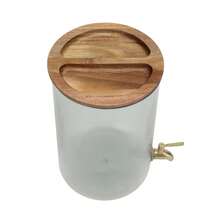 2-Gallon Green Countertop Beverage Dispenser With Acacia Wood Lid - default - View 6