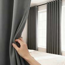 1 pieza/2 piezas Cortinas opacas, Cortinas opacas con aislamiento térmico, Cortinas opacas con ojales, Bloqueo de luz y aislamiento térmico, Protección UV, Adecuadas para dormitorio, Decoración de sala de estar del hogar, Cortinas opacas reforzadas - Cortinas opacas con ojales de alta resistencia para dormitorio y sala de estar, Proporcionando privacidad y control de temperatura, Cortinas de sala de estar - Gris Oscuro - Ver 1