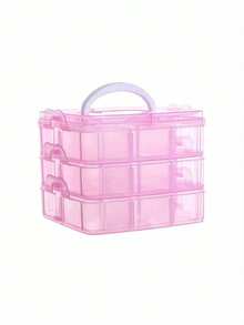 1 pieza Caja de almacenamiento de plástico transparente de uso múltiple, caja de joyas portátil y desmontable de 3 capas, caja de almacenamiento de manualidades, adecuada para aretes, anillos, collares, joyas, cosméticos, accesorios para el cabello, decoraciones para uñas, organizador de escritorio, regalo para mujeres, decoración de habitación - Multicolor - Ver 13